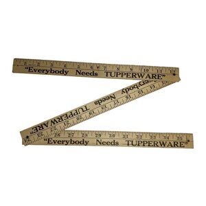 Vintage Wooden Folding Yardstick 36" Everybody Needs Tupperware Ruler USA Made